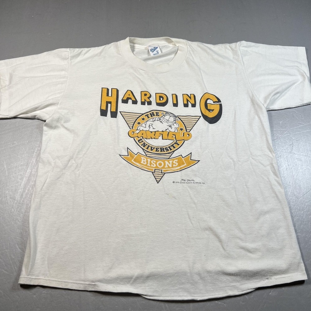 Vintage Garfield Harding University Shirt‎ Mens XL Velva Sheen Bisons 70's Usa
